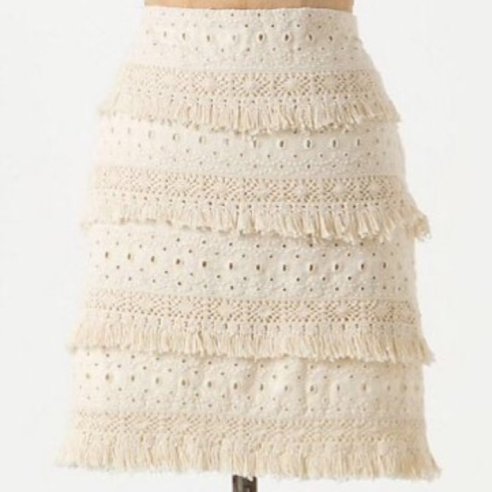 Anthropologie Tiered Fringe Skirt NWT